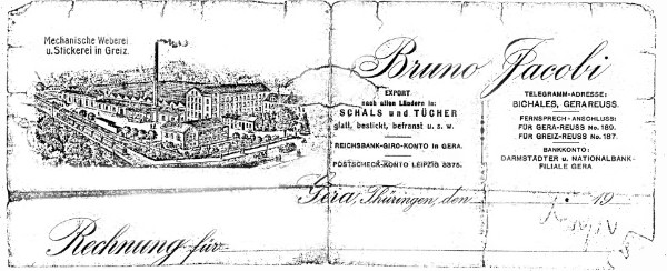 Alte Rechnung von Bruno Jacobi